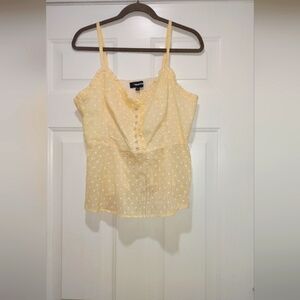 Modcloth Romantic Peplum Top Yellow Polk A Fit Size XL